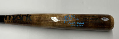 JAMES OUTMAN DODGERS SIGNED MARK LUMBER MODEL BAT "MLB DEBUT 7-31-22 PSA RG51315