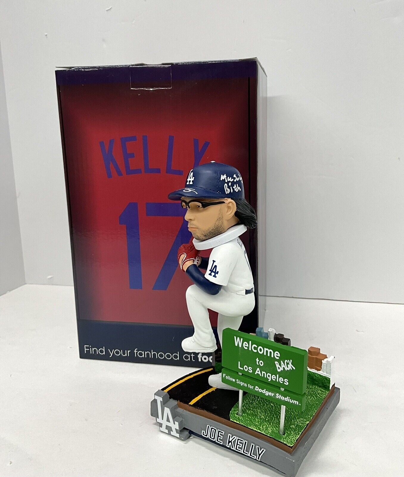 JOE KELLY SIGNED WELCOME BACK TO LA BOBBLEHEAD "NICE SWING BITCH"  PSA 3C13431