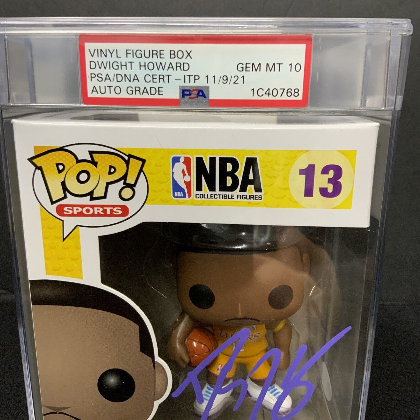 DWIGHT HOWARD SIGNED LAKERS #13 FUNKO POP PSA SLABBED GEM MINT 10 AUTO 1C40768