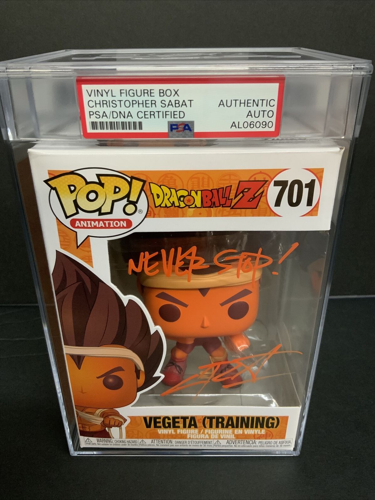 CHRISTOPHER SABAT SIGNED VEGETA (TRAINING) #701 FUNKO POP PSA SLABBED AL06090