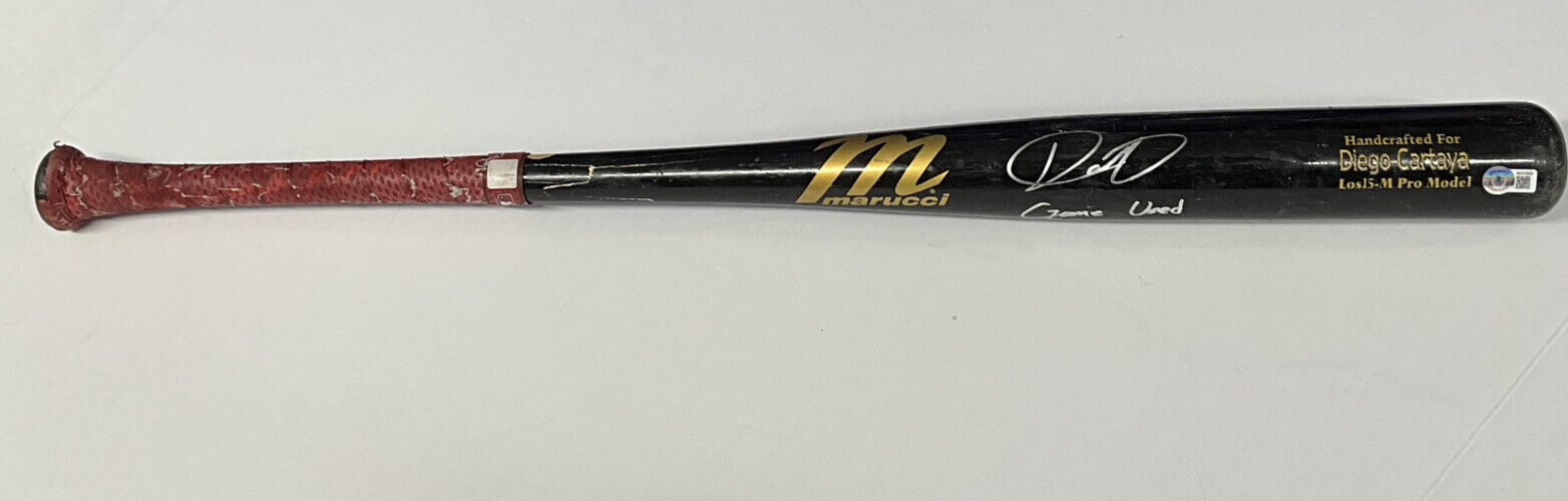 DIEGO CARTAYA DODGERS #1 PROSPECT SIGNED GAME USED MARUCCI BAT BAS BH019505