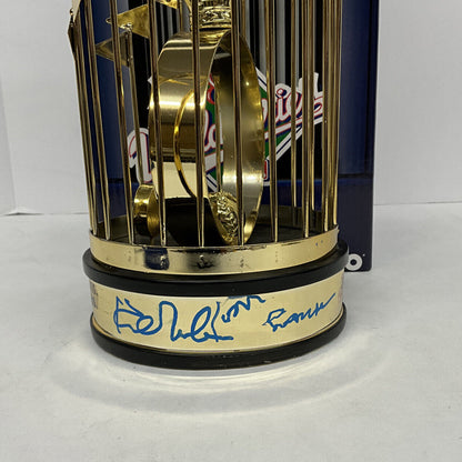 OREL HERSHISER KIRK GIBSON LASORDA SIGNED DODGERS 12" 88 WS TROPHY PSA 8A78414