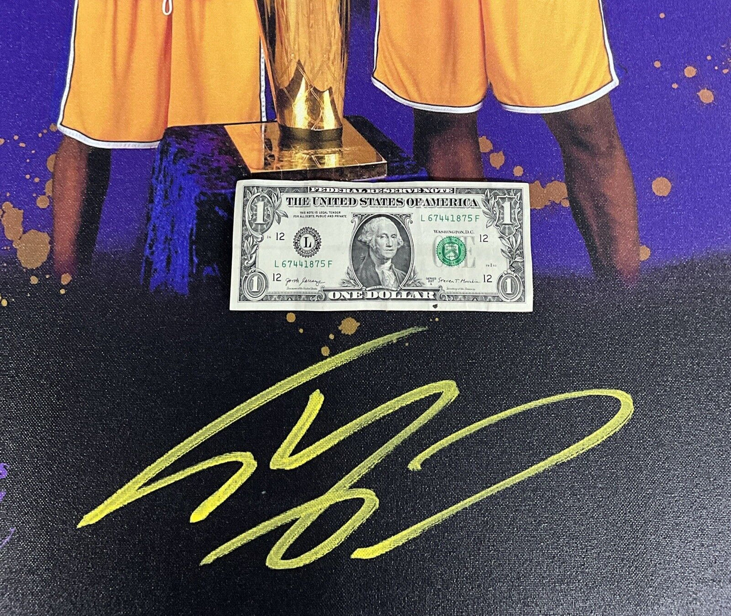 SHAQUILLE O'NEAL LAKERS HALL OF FAME SIGNED 24X30 STRETCHED CANVAS BAS 1W489176