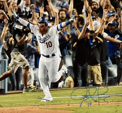 JUSTIN TURNER DODGERS SIGNED 22X27 2017 NLCS WALKOFF HOME RUN CANVAS PSA 9A99838