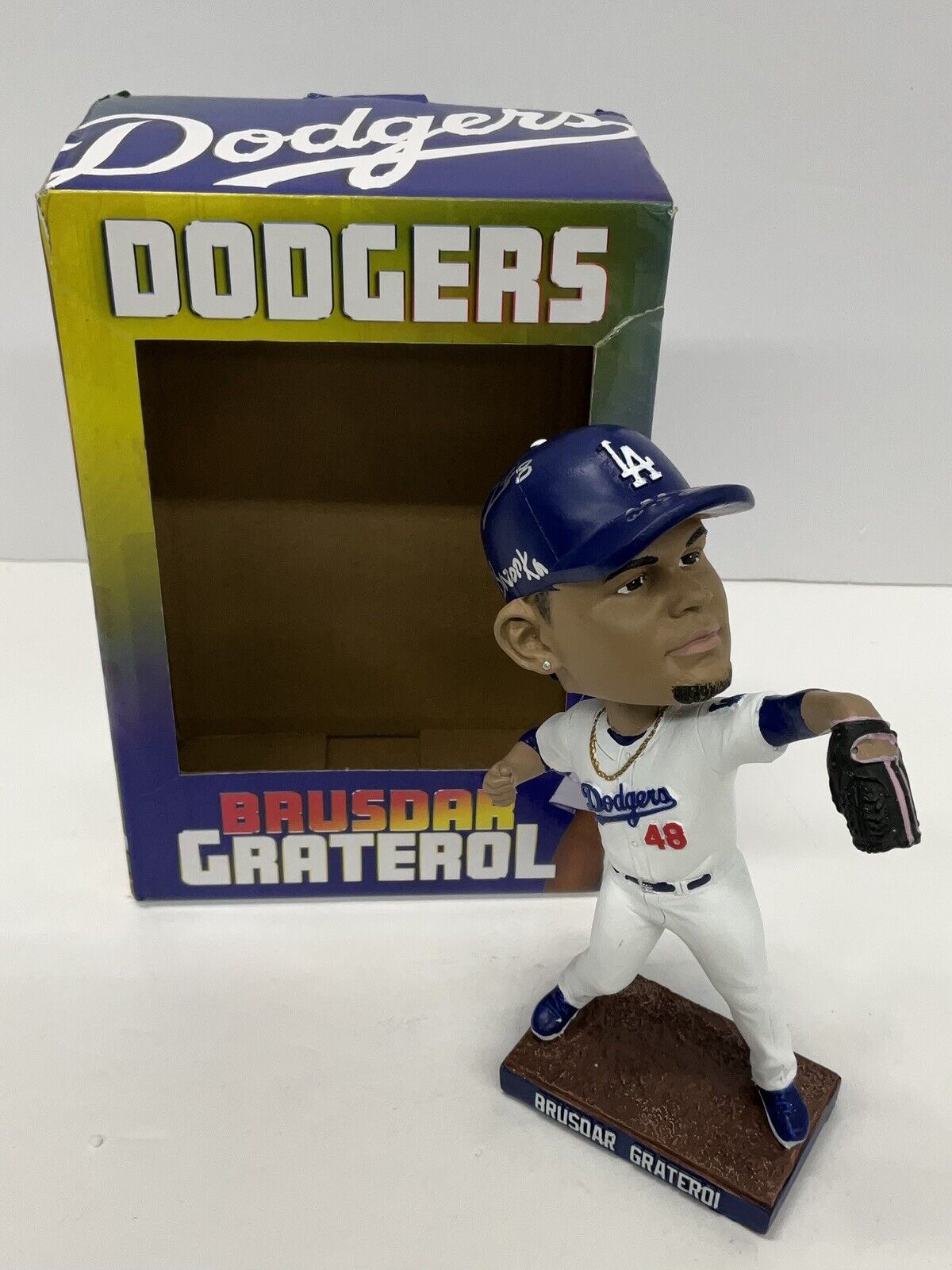 BRUSDAR GRATEROL SIGNED DODGERS BOBBLEHEAD "2020 WS CHAMPS, BAZOOKA" PSA 3C24655