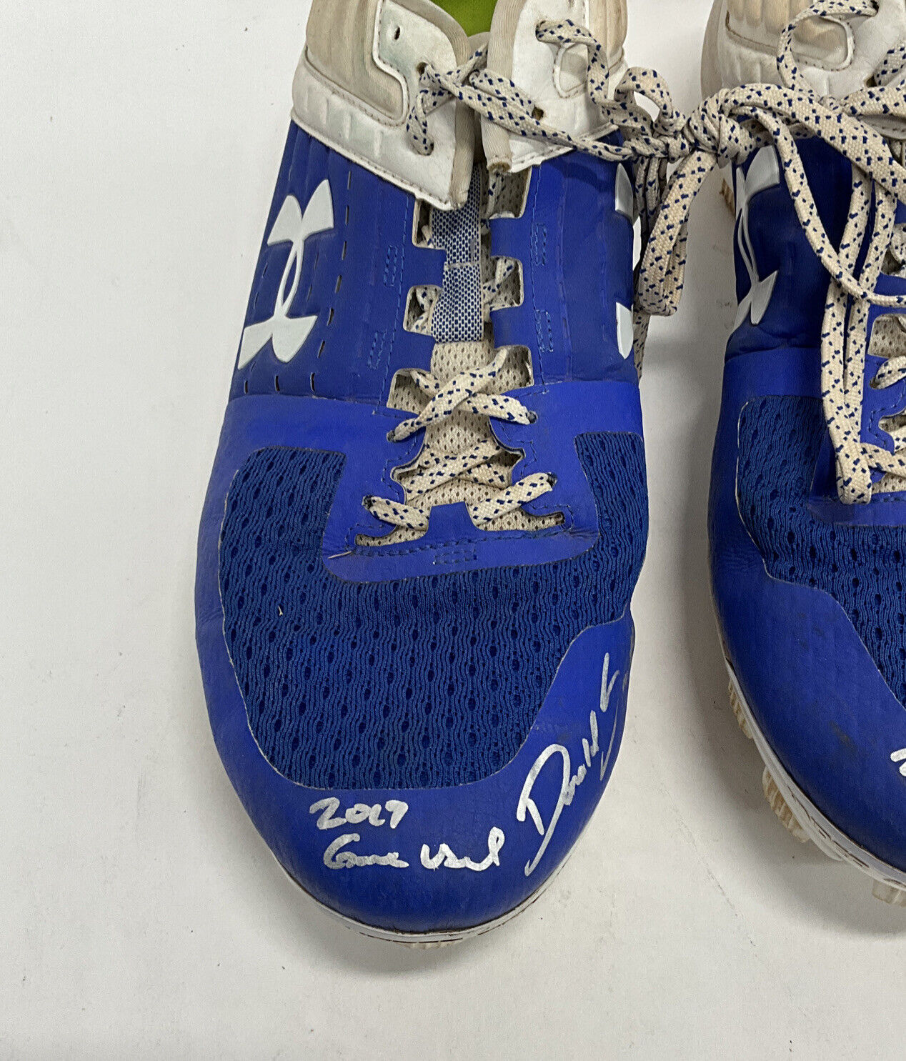 DJ PETERS DODGERS TIGERS FULL NAME SIGNED GAME USED CLEATS PSA RG29205/04