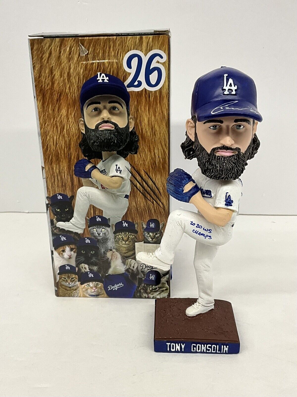 TONY GONSOLIN SIGNED DODGERS SGA BOBBLEHEAD "2020 WS CHAMPS" INSCRIP PSA 2C60244