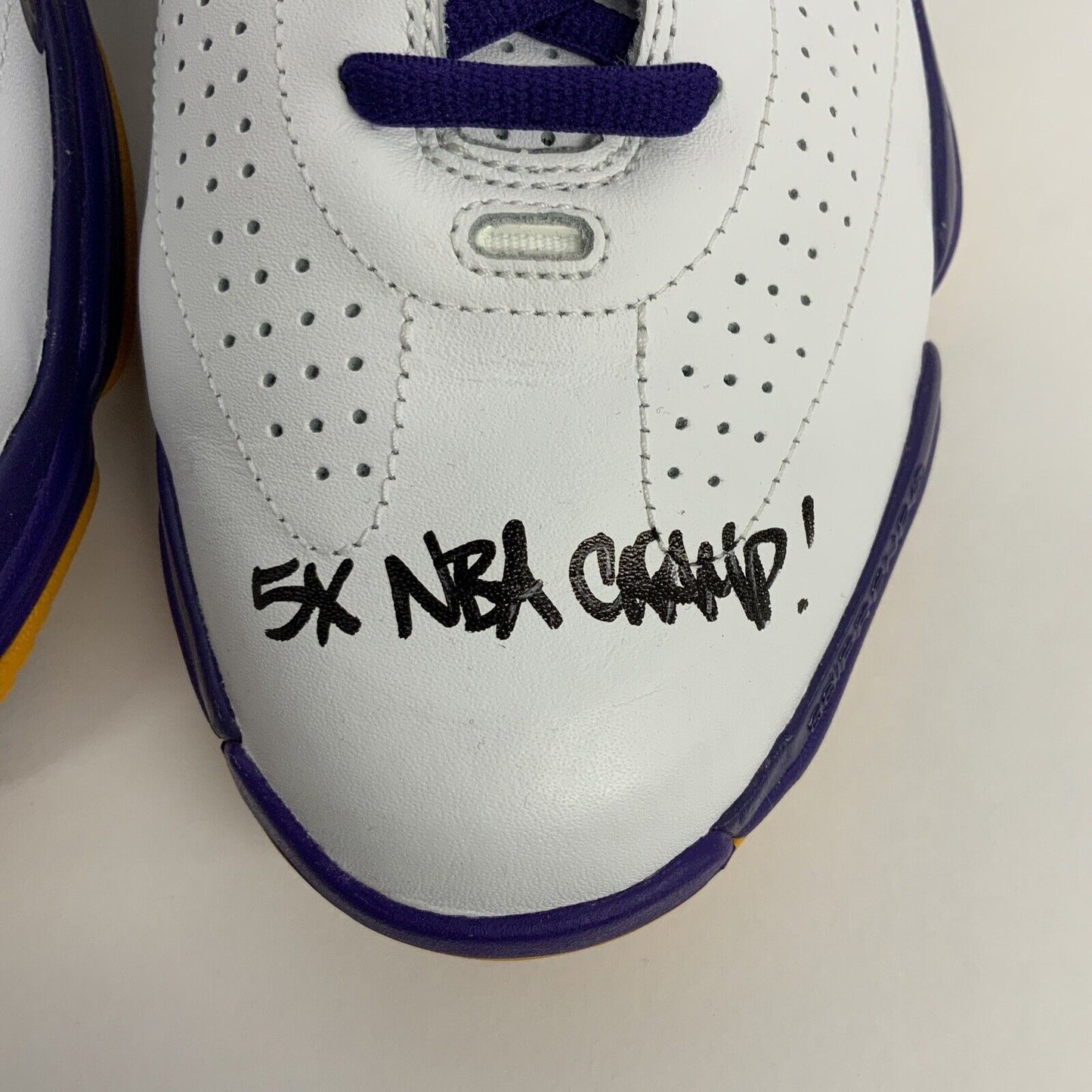 DEREK FISHER SIGNED WHITE Adidas Player LOW MOTION PROMO  "5X NBA CHAMP" BAS