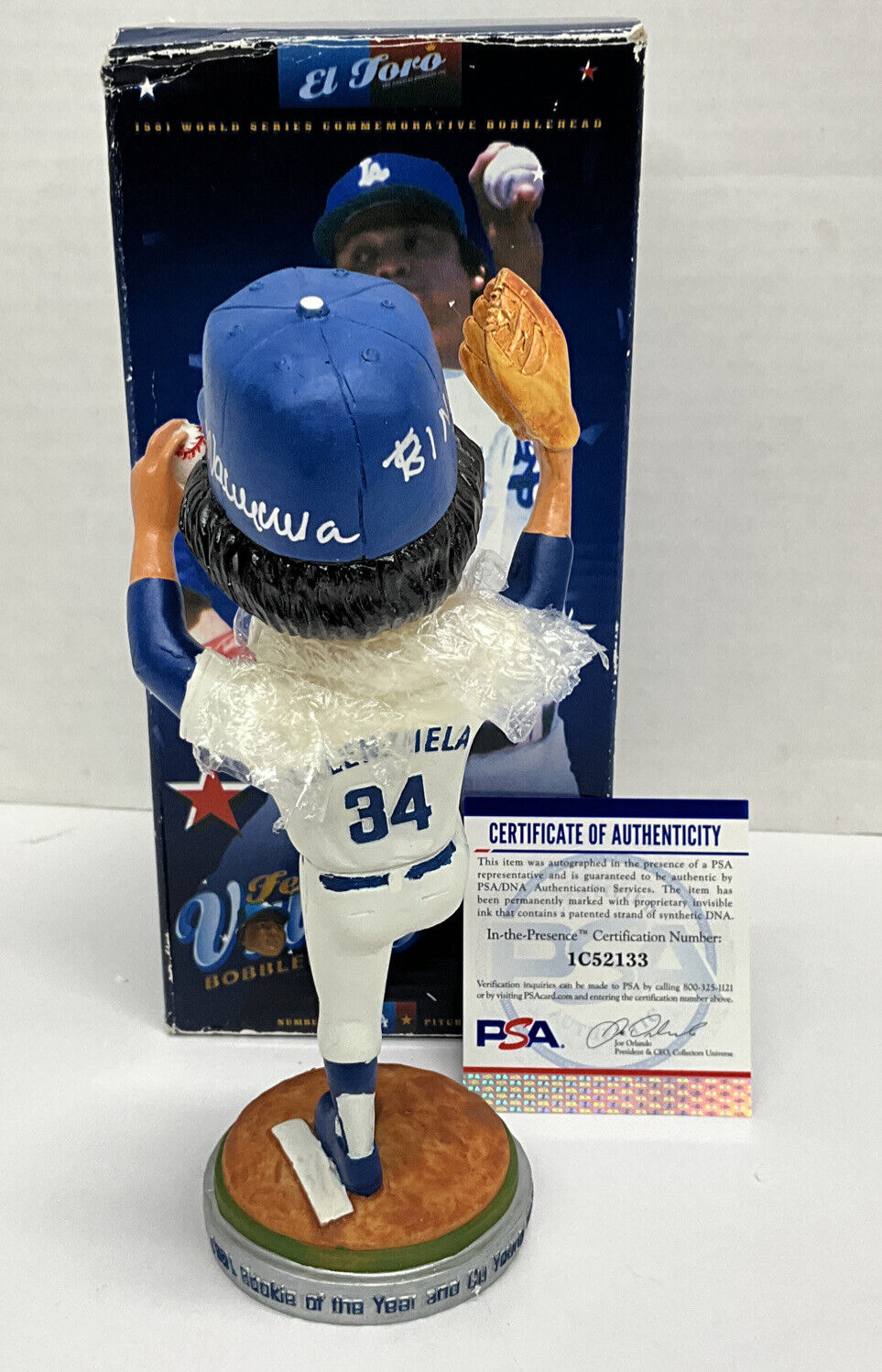 FERNANDO VALENZUELA DODGERS SIGNED 06 SGA LE SILVER BASE BOBBLEHEAD PSA 1C52133