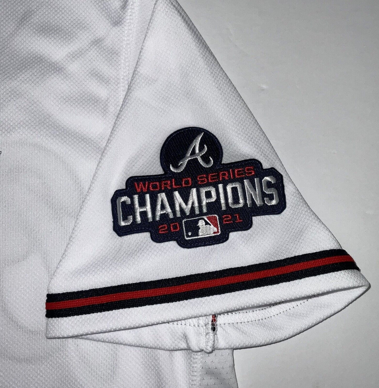 FREDDIE FREEMAN SIGNED BRAVES 2021 WORLD SERIES JERSEY "21 WS CHAM" MLB FANATICS