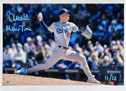 11/28 BOBBY MILLER DODGERS SIGNED 20X30 CANVAS PRINT "MILLER TIME" BECKETT ITP