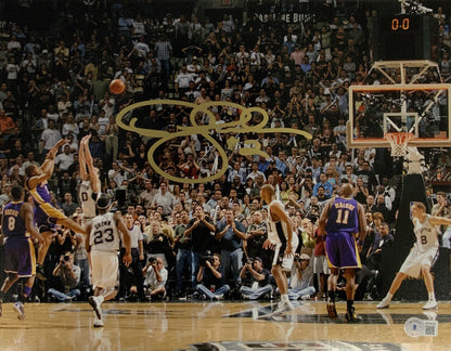 5X NBA CHAMPION DEREK FISHER LAKERS SIGNED 11X14 PHOTO 0.4 SECONDS SHOT GOLD BAS