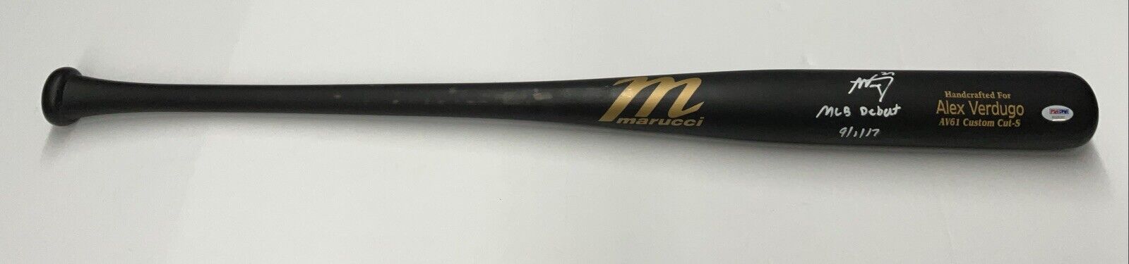 ALEX VERDUGO YANKEES SIGNED MARUCCI MODEL BAT AV61 "MLB DEBUT 9/1/17 PSA RG25207