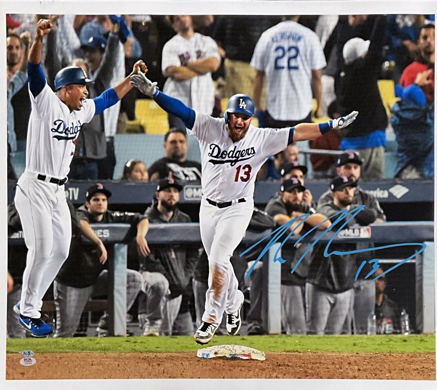 MAX MUNCY DODGERS SIGNED 22X26 2018 WORLD SERIES WALKOFF HR CANVAS PSA 2C51254