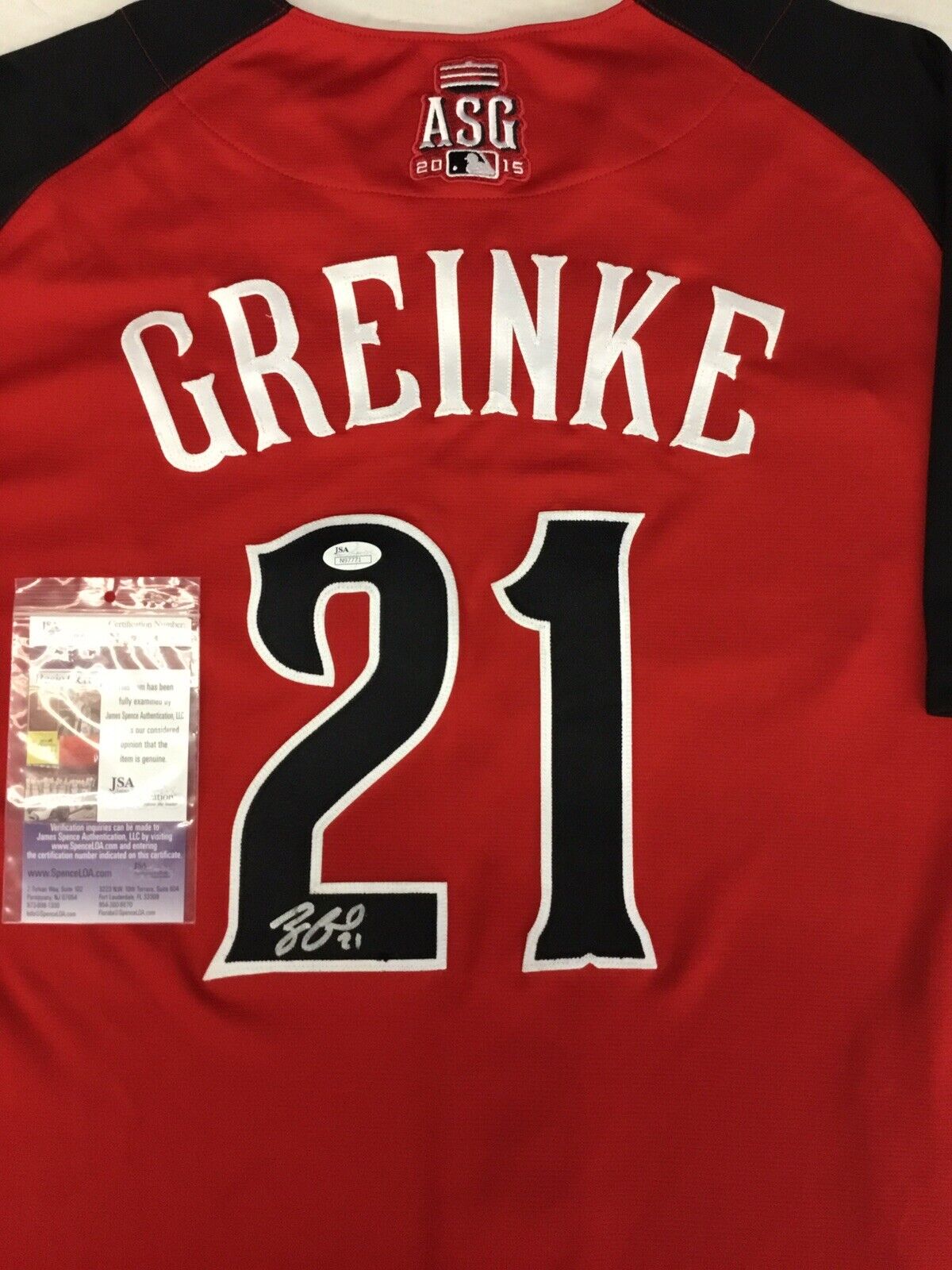 ASTROS DBACKS ZACK GREINKE DODGERS SIGNED 2015 ALL STAR AUTHENTIC JERSEY JSA