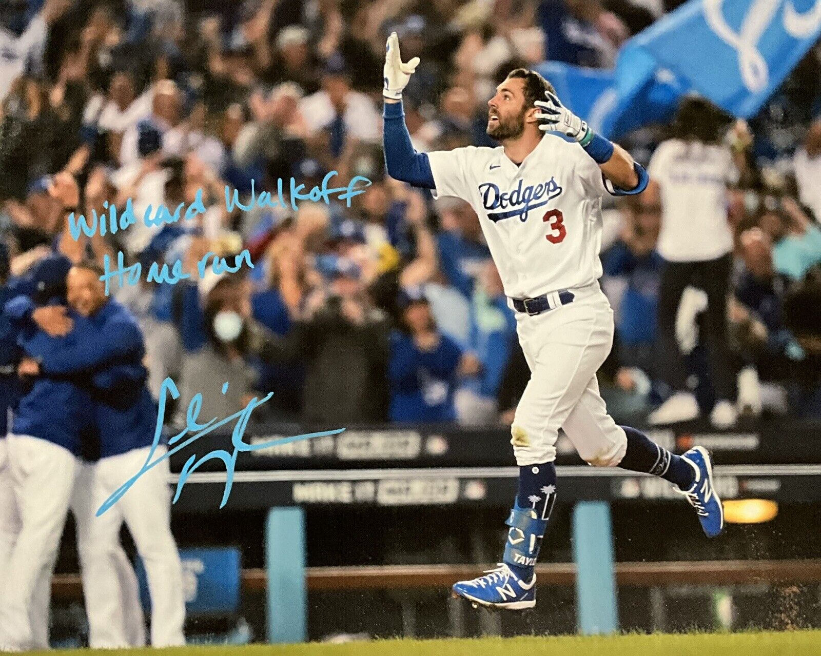 CHRIS TAYLOR DODGERS SIGNED 22X26 CANVAS "WILDCARD WALKOFF HOME RUN" PSA 2C53365