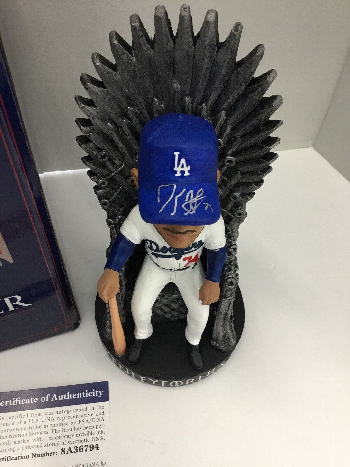 KENLEY JANSEN DODGERS SIGNED CUSTOM GAME OF THRONES BOBBEHEAD PSA "KENLEYFORNIA 