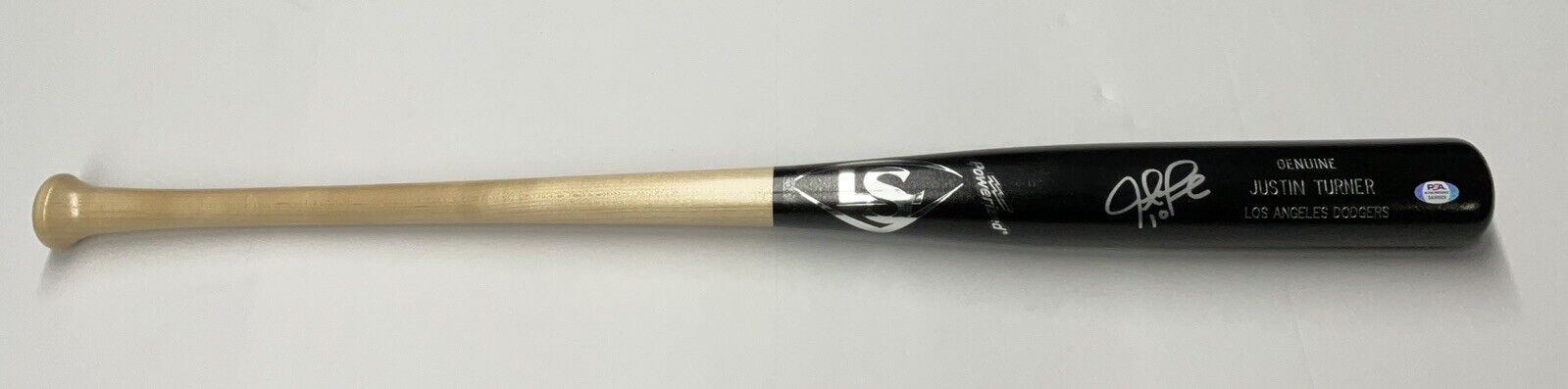 JUSTIN TURNER DODGERS WS CHAMP SIGNED LOUISVILLE SLUGGER MODEL BAT PSA 9A99929