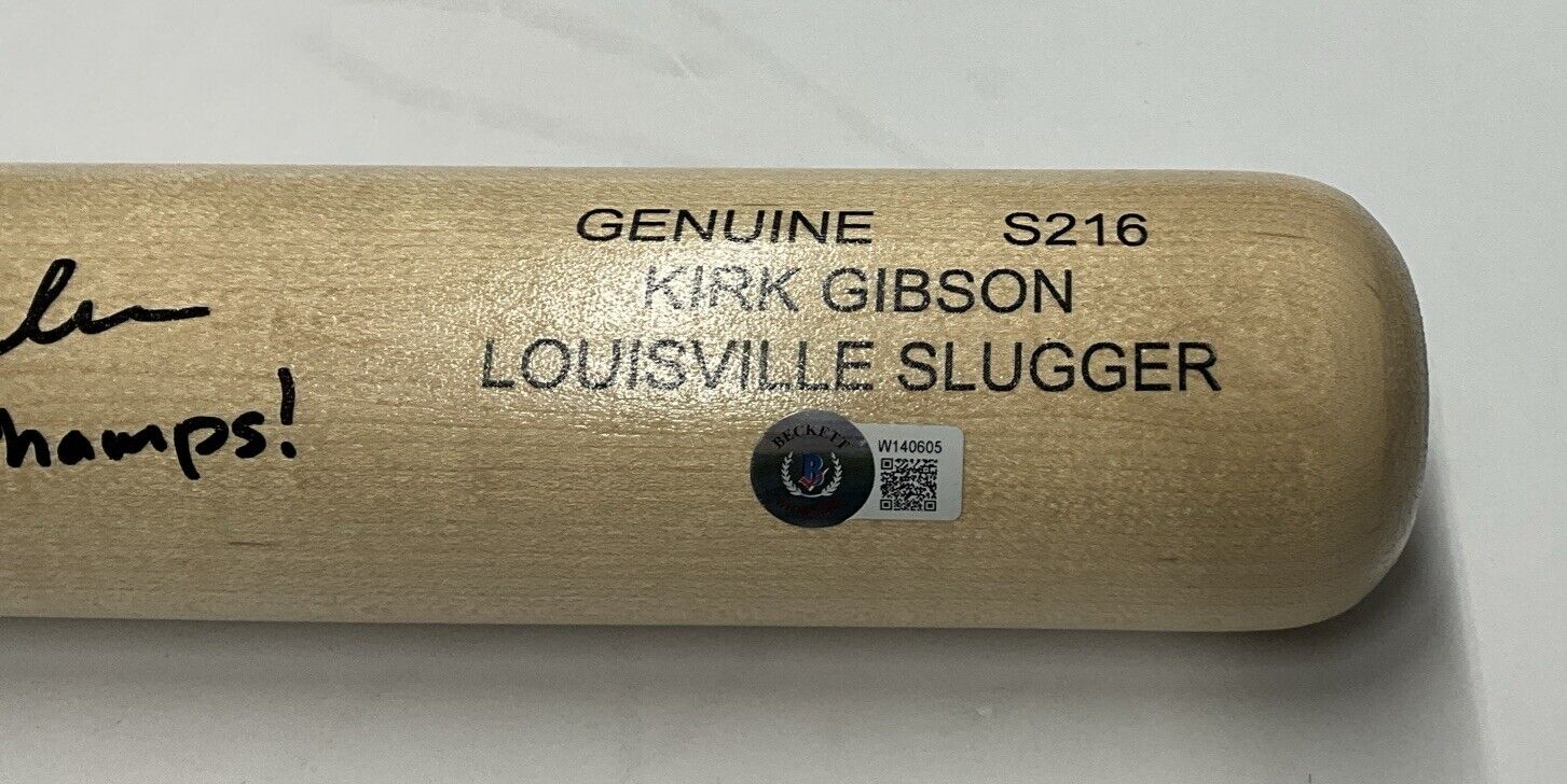 KIRK GIBSON DODGERS SIGNED LOUISVILLE SLUGGER BAT "88 WS CHAMPS" BAS W140605