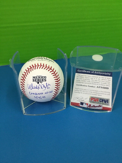 WALKER BUEHLER DODGERS SIGNED 2018 MEXICO SERIES BASEBALL "COMBINED NO-NO" PSA