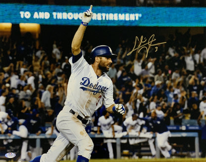 CHRIS TAYLOR DODGERS SIGNED 16X20 HOMERUN CELEBRATION PHOTO GOLD PSA WITNESS