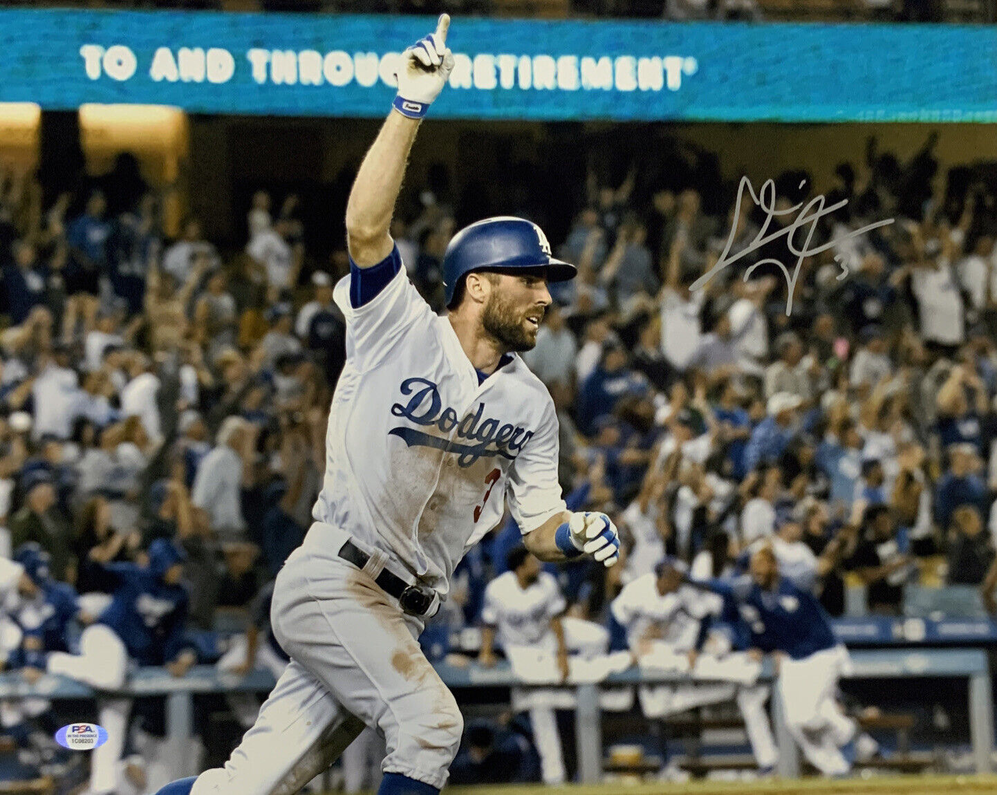 CHRIS TAYLOR DODGERS SIGNED 16X20 HOMERUN CELEBRATION PHOTO PSA WITNESS