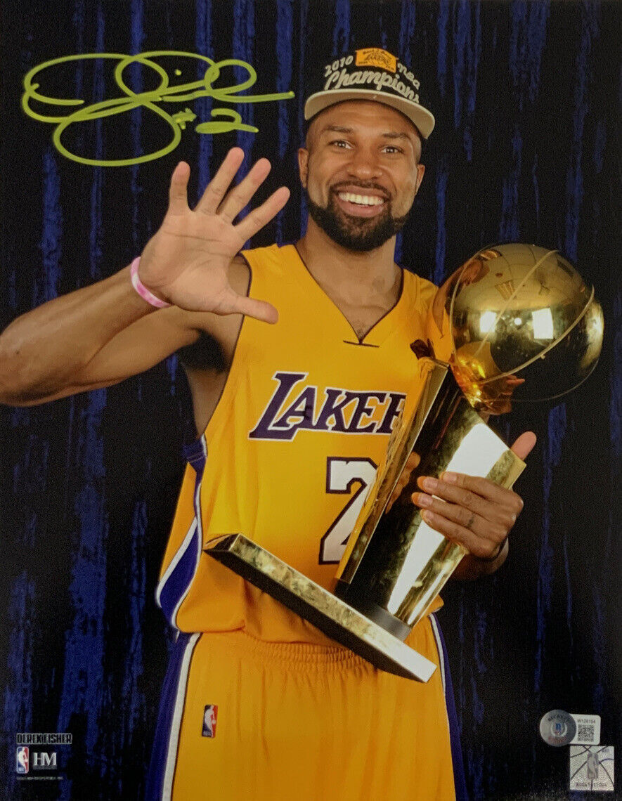 5X NBA CHAMPION DEREK FISHER LAKERS SIGNED 11X14 PHOTO BECKETT WITNESS