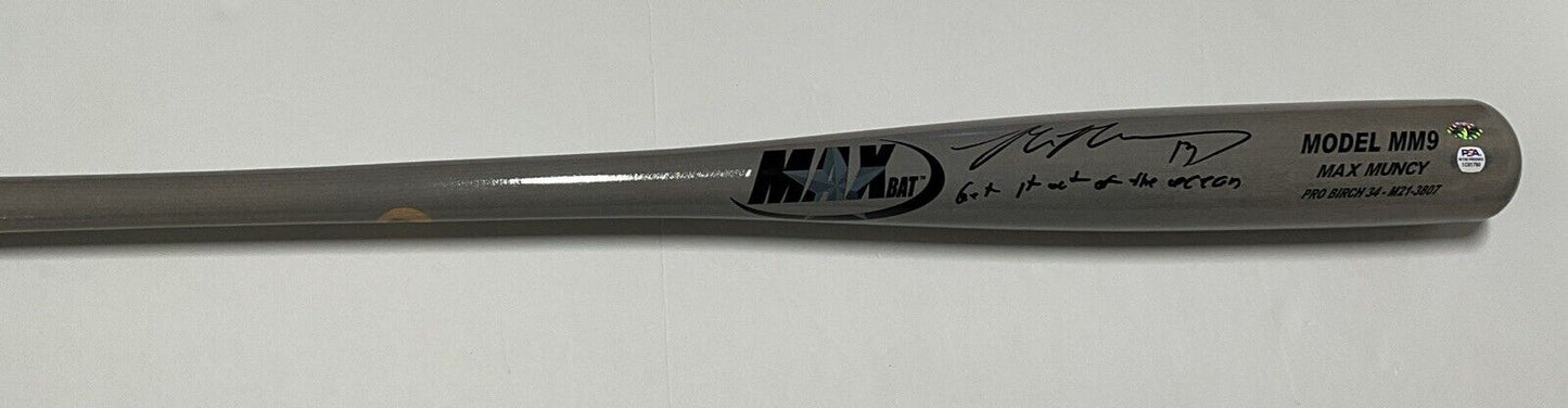 MAX MUNCY DODGERS SIGNED MAXBAT MODEL BAT "GET IT OUT OF THE OCEAN" PSA 1C01780