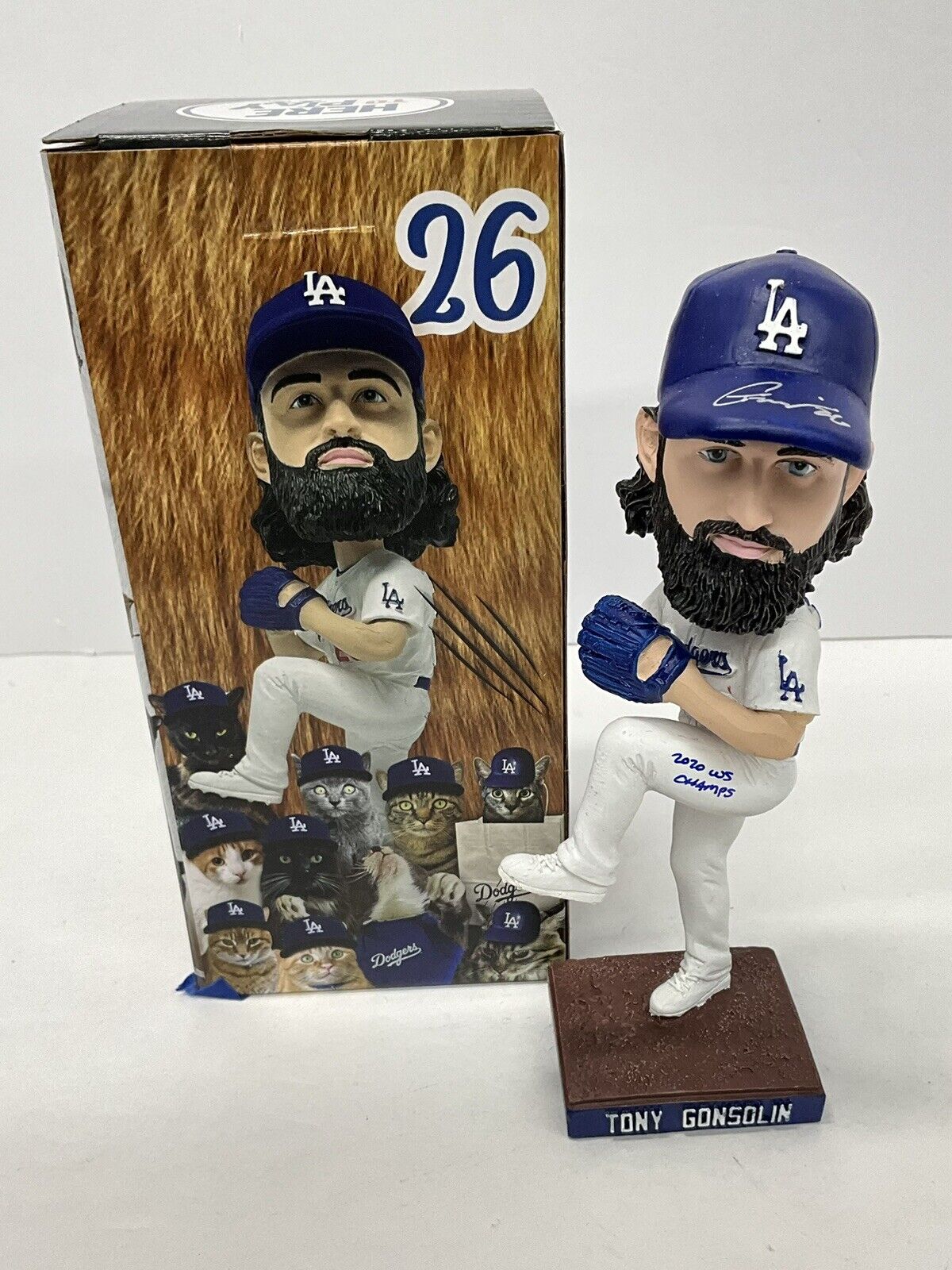 TONY GONSOLIN SIGNED DODGERS SGA BOBBLEHEAD "2020 WS CHAMPS" INSCRIP PSA 2C60242