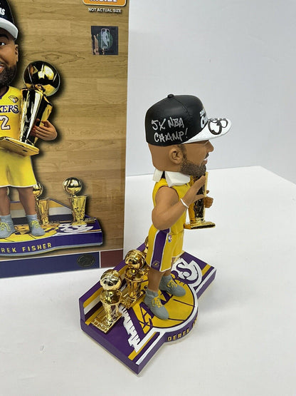 DEREK FISHER SIGNED LAKERS LIMITED FOCO BOBBLEHEAD "5X NBA CHAMP" PSA 1C61459