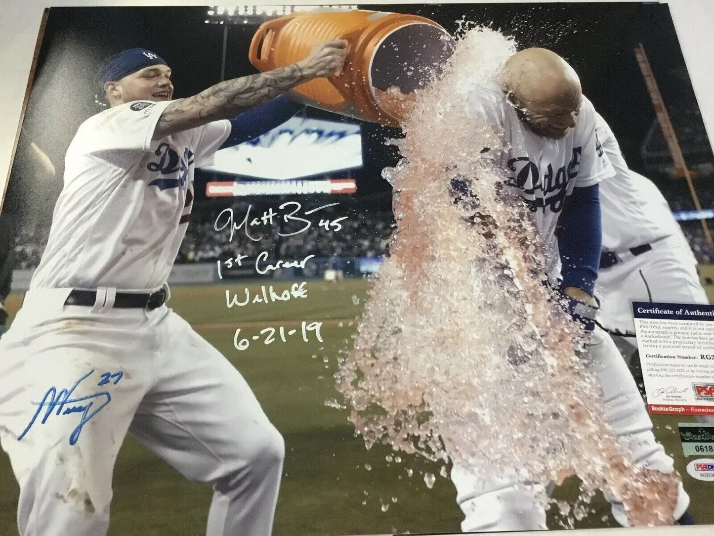 MATT BEATY ALEX VERDUGO DODGERS SIGNED 16X20 PHOTO PSA "1ST CAREER WALK OFF " W