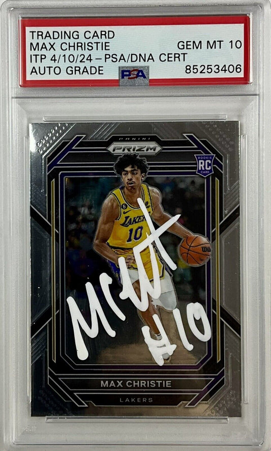 MAX CHRISTIE LAKERS SIGNED PANINI PRIZM 270 RC PSA ITP 85253406 GEM MT 10 AUTO