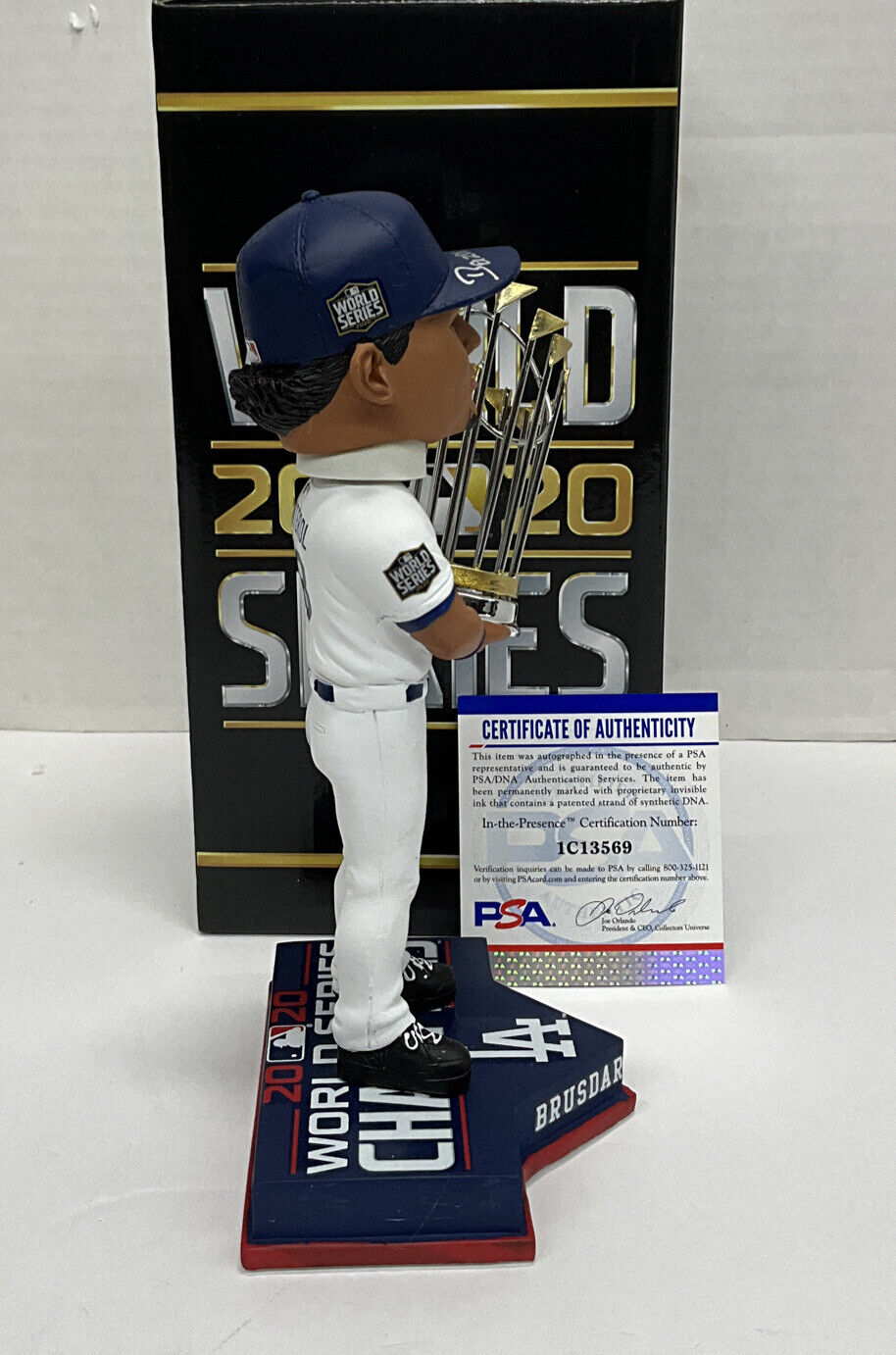 BRUSDAR GRATEROL DODGERS SIGNED 2020 WS FOCO BOBBLEHEAD "BAZOOKA" PSA 1C13569