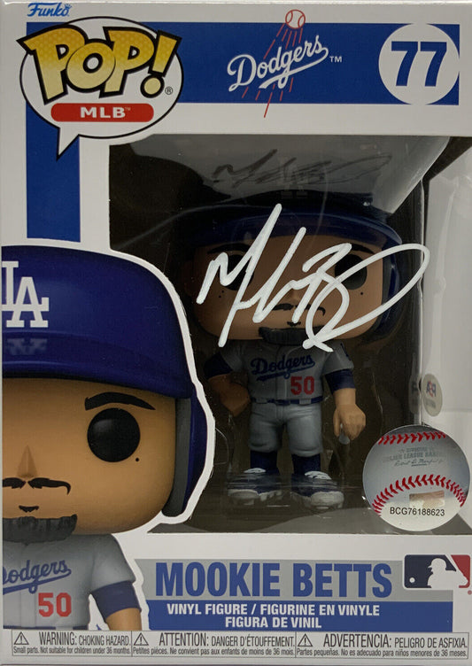 MOOKIE BETTS SIGNED LOS ANGELES DODGERS FUNKO POP #77 FANATICS PSA AM65083