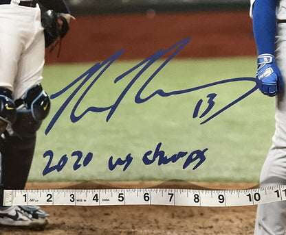 MAX MUNCY SIGNED 22X26 CANVAS "2020 WS CHAMPS, GAME 5 SOLO BOMB" INS PSA 1C89620