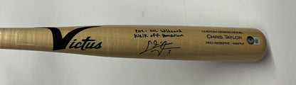 CHRIS TAYLOR DODGERS SIGNED VICTUS BAT "2021 NL WILDCARD WALK0FF HR" BAS WZ59562