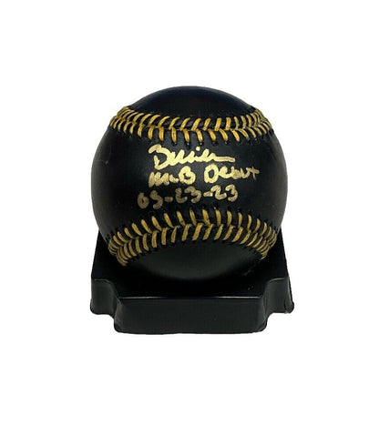 BOBBY MILLER DODGERS SIGNED BLACK BASEBALL GOLD INK  "MLB DEBUT 5/23/23" PSA