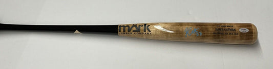 JAMES OUTMAN DODGERS SIGNED MARK LUMBER GAME MODEL J01 MAPLE BAT PSA RG51306