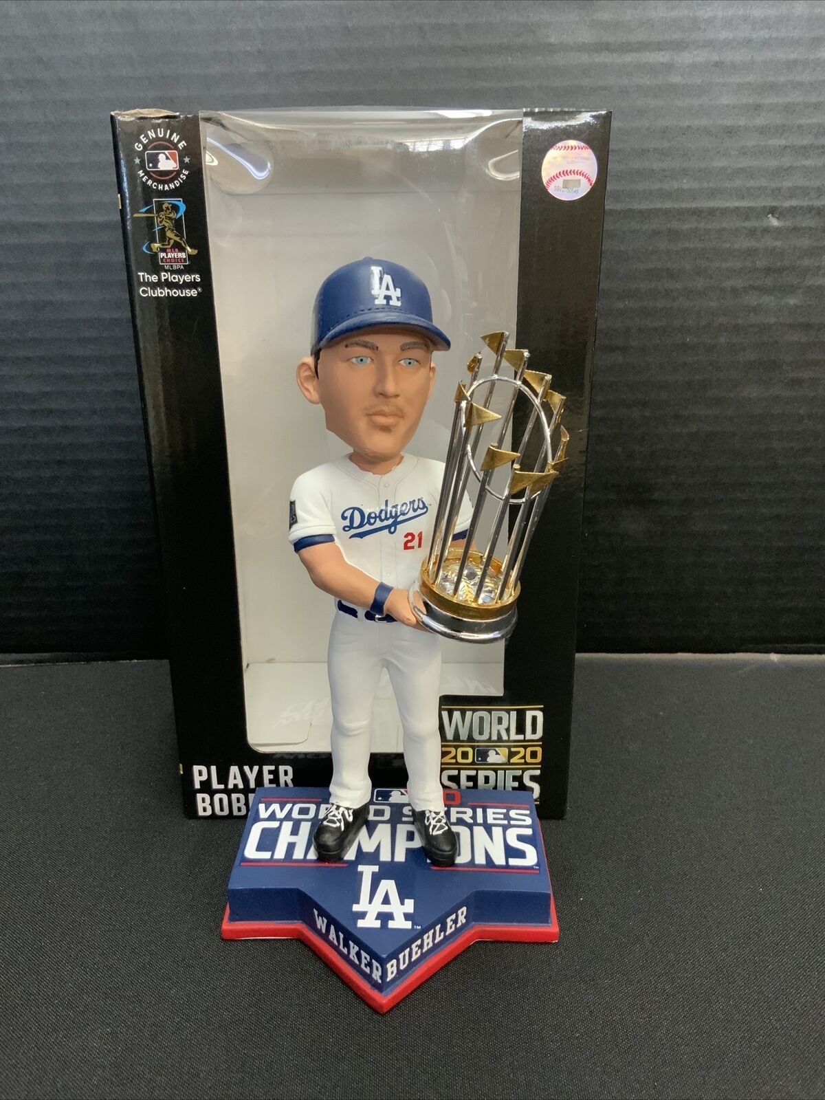 WALKER BUEHLER DODGERS SIGNED FOCO 2020 WS CHAMPIONSHIP BOBBLEHEAD WK 30271