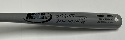 MAX MUNCY DODGERS SIGNED MAXBAT GAME MODEL BAT "2020 WS CHAMPS" INSC PSA 1C01766