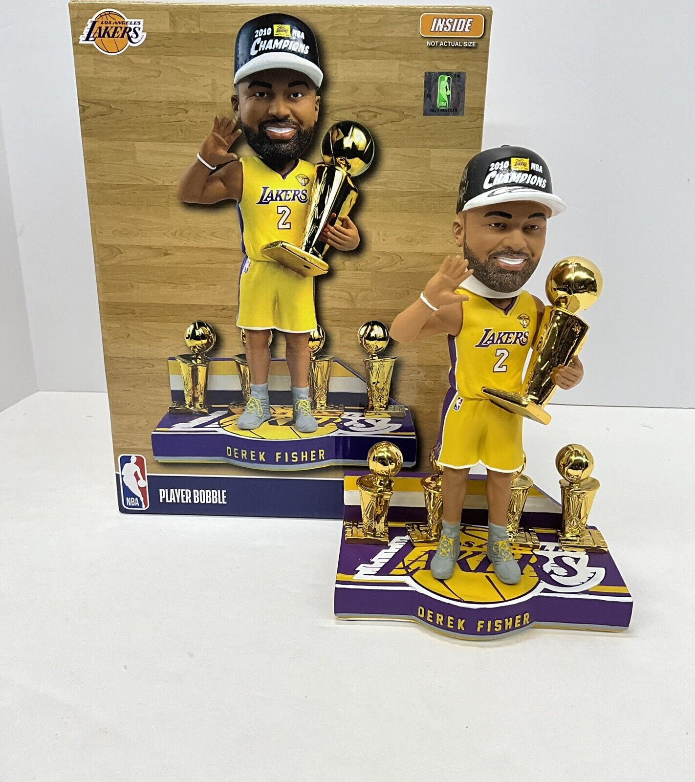 DEREK FISHER SIGNED LAKERS LIMITED FOCO BOBBLEHEAD "5X NBA CHAMP" PSA 1C61463