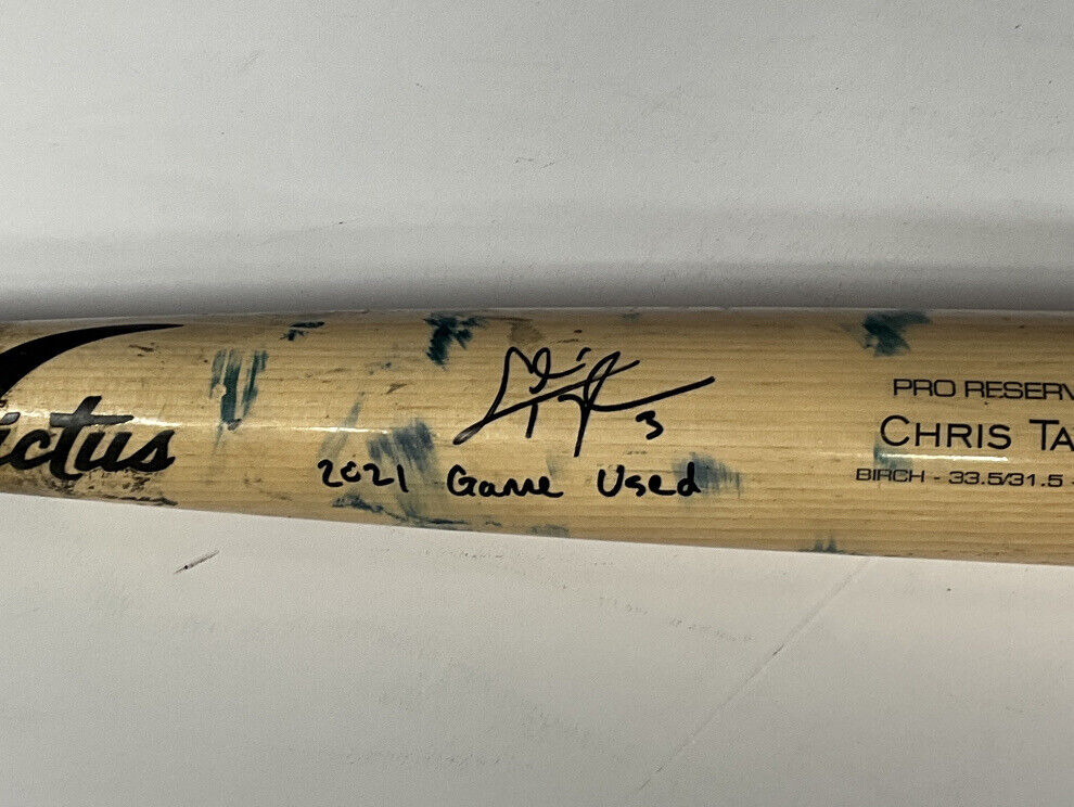 CHRIS TAYLOR DODGERS SIGNED GAME USED VICTUS BAT "2021 GAME USED" IN BAS WW26556