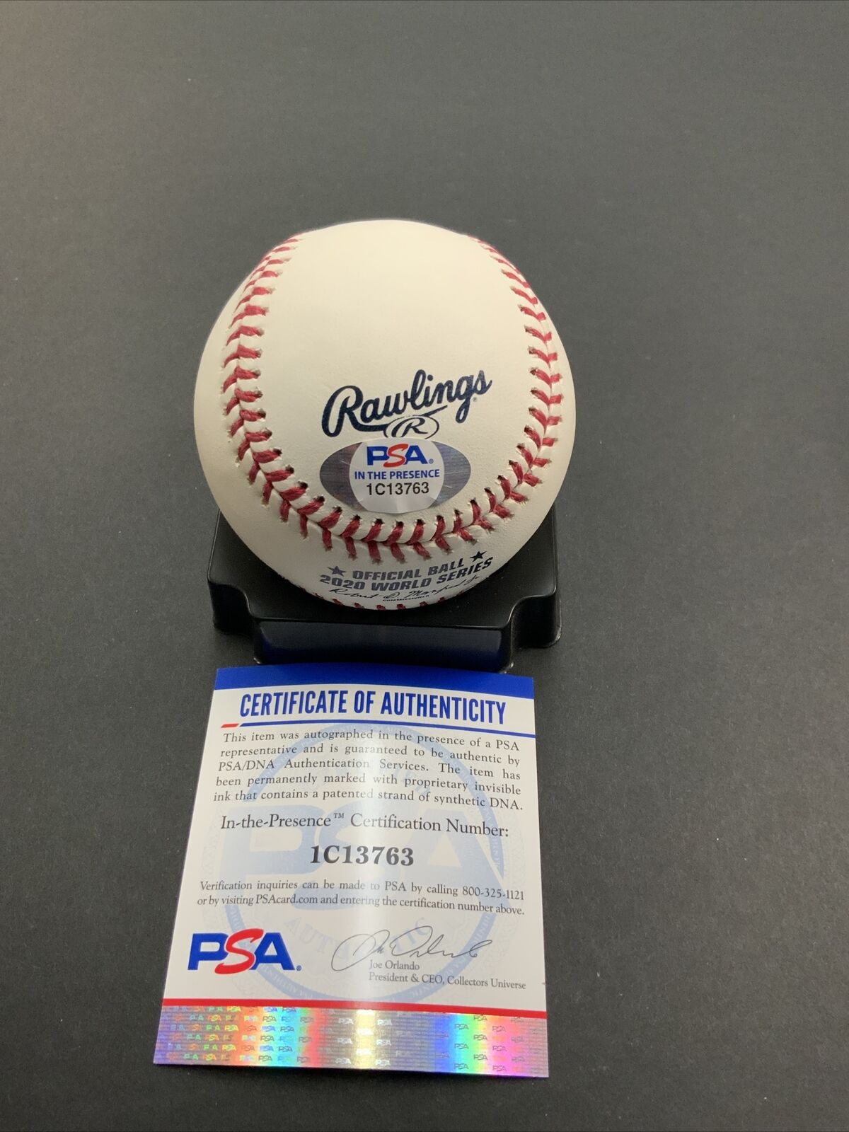 BRUSDAR GRATEROL DODGERS SIGNED 2020 WORLD SERIES BASEBALL PSA WITNESS COA