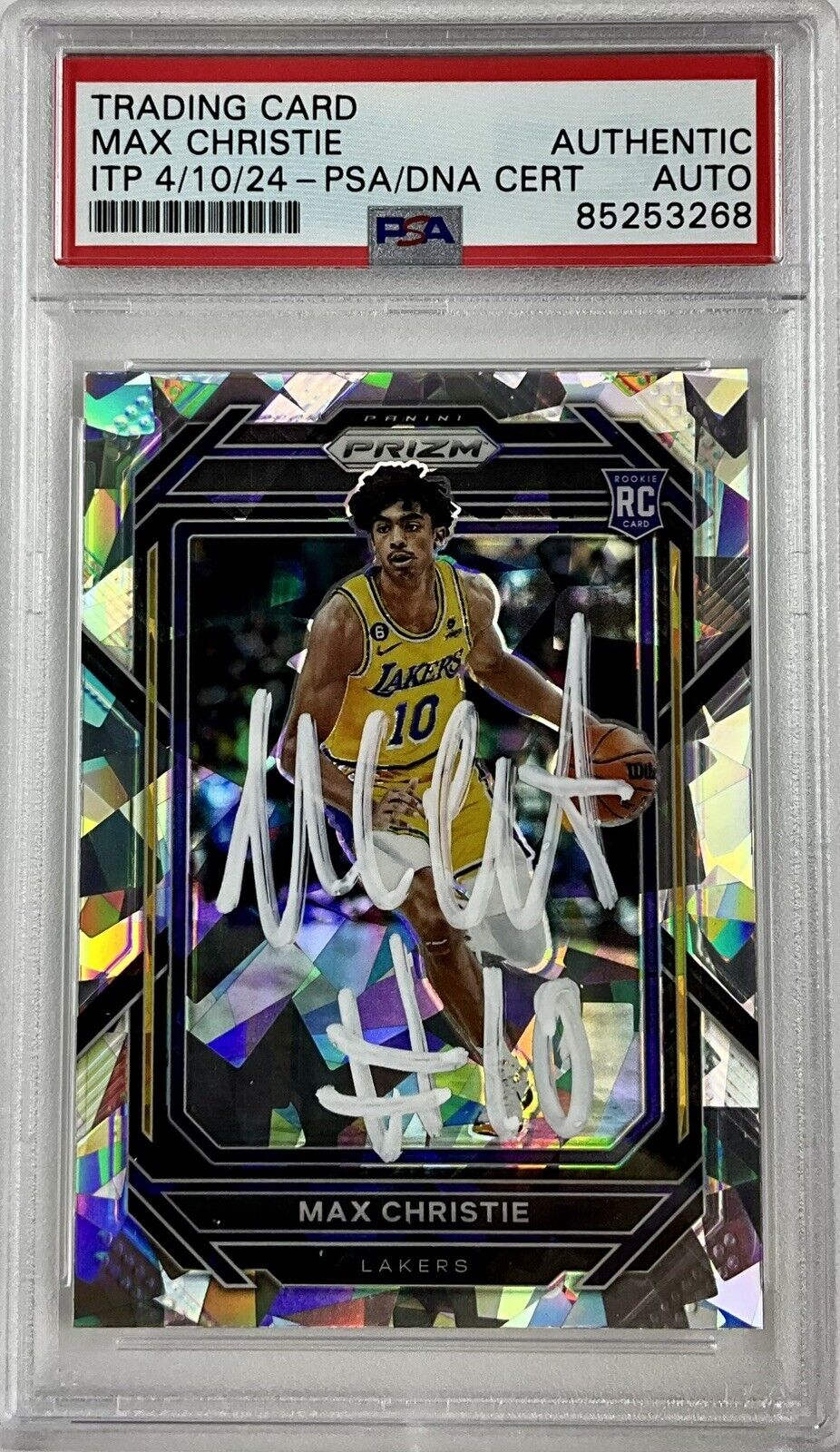 MAX CHRISTIE SIGNED LAKERS CRACKED ICE PANINI PRIZM 270 RC PSA ITP 85253268