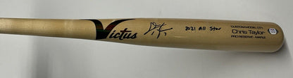 CHRIS TAYLOR DODGERS SIGNED VICTUS MODEL BLONDE BAT "2021 ALL STAR" PSA 1C01224