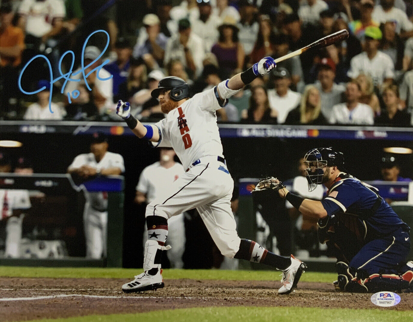 JUSTIN TURNER DODGERS SIGNED 11X14 2021 ALL STAR GAME PHOTO PSA WITNESS