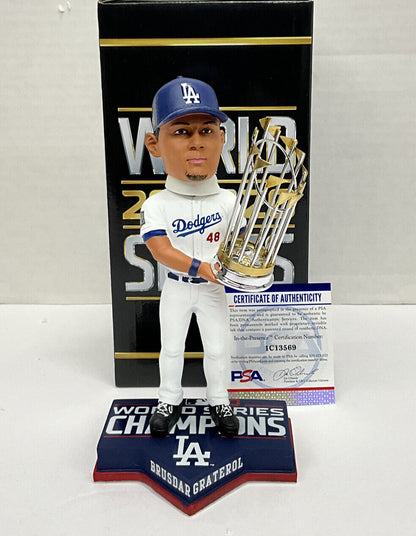 BRUSDAR GRATEROL DODGERS SIGNED 2020 WS FOCO BOBBLEHEAD "BAZOOKA" PSA 1C13569