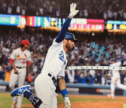 CHRIS TAYLOR DODGERS SIGNED 22X26 2021 WILD CARD GAME WALKOFF CANVAS BAS WZ59615