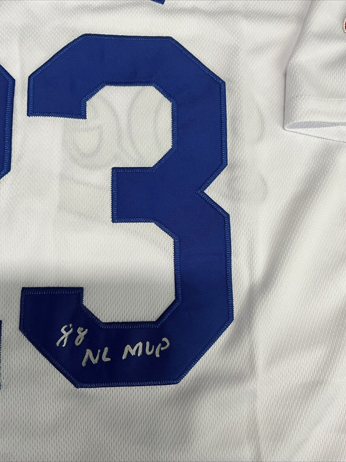 KIRK GIBSON SIGNED DODGERS 88 WORLD SERIES JERSEY "88 NL MVP" INSC BAS WE78222