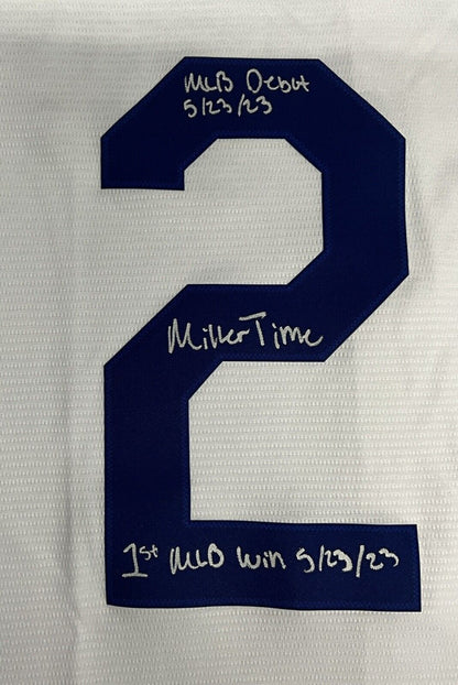 BOBBY MILLER SIGNED DODGERS JERSEY "MILLER TIME MLB DEBUT 1ST WIN " BAS 1W826524